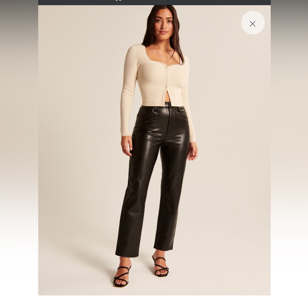 Abercrombie Curve Love Vegan Leather Ankle Straight Pant size 25
